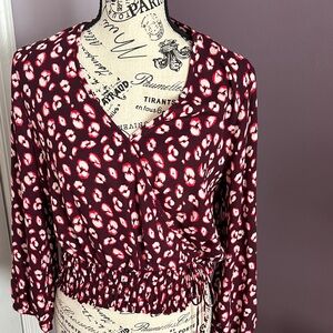 Candie's Burgundy and White Patterned Blouse